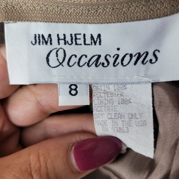 Vintage Womens Satin Sheath Gown Side Slit Size XS Taupe Neutral Cocktail Party - Picture 3 of 12